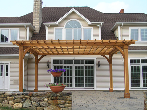 A large cedar pergola