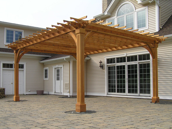 A large cedar pergola