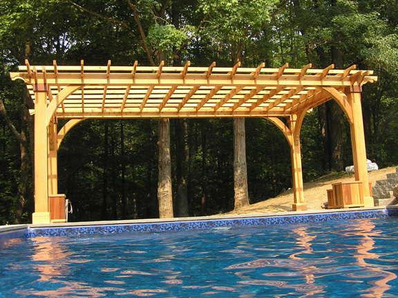 Poolside cedar pergola