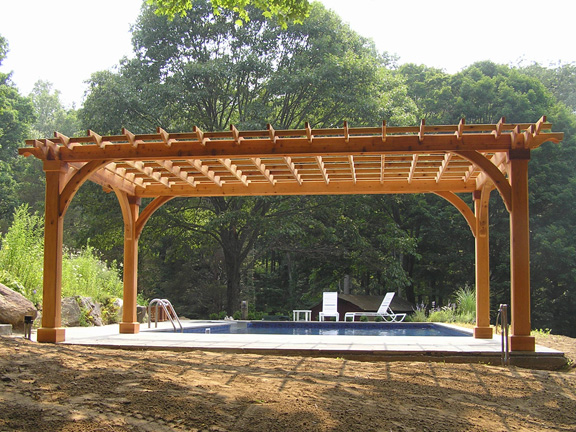 Poolside cedar pergola