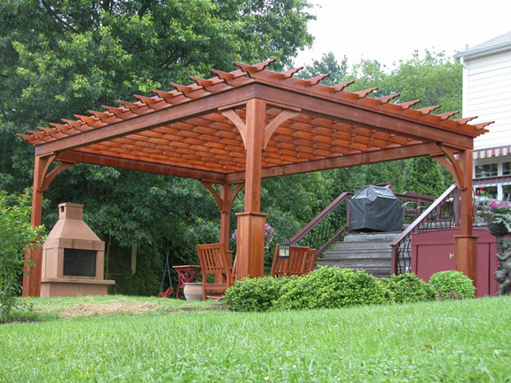 A standard pine pergola