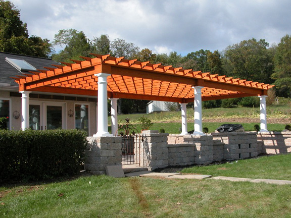 A standard pine pergola